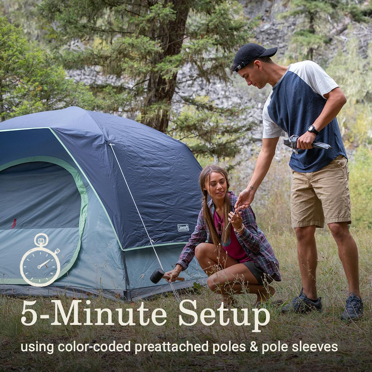 Coleman - Skydome 4-Person Tent with LED Light and WeatherTec