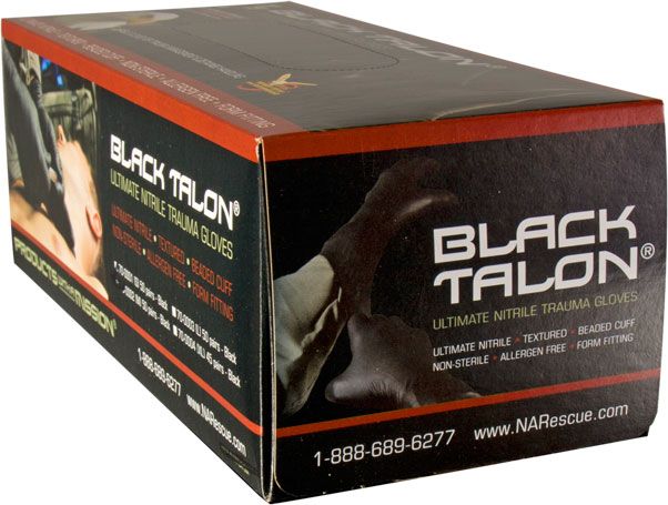 North American Rescue - Black Talon Gloves, 50 Pair, Medium Size