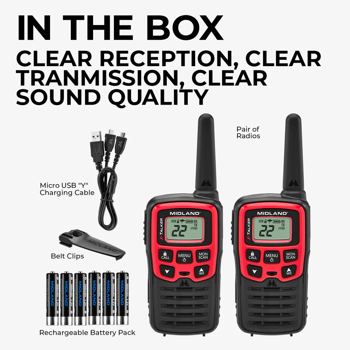 Midland – T31VP X-Talker Walkie Talkie 2-Pack (26-Mile Range)