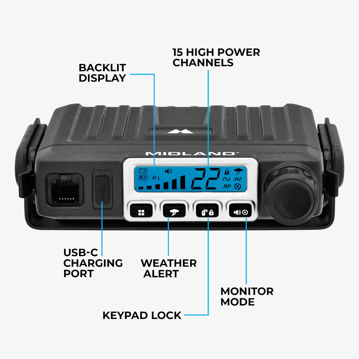 Midland – MXT115 MicroMobile GMRS 15-Watt Two-Way Radio